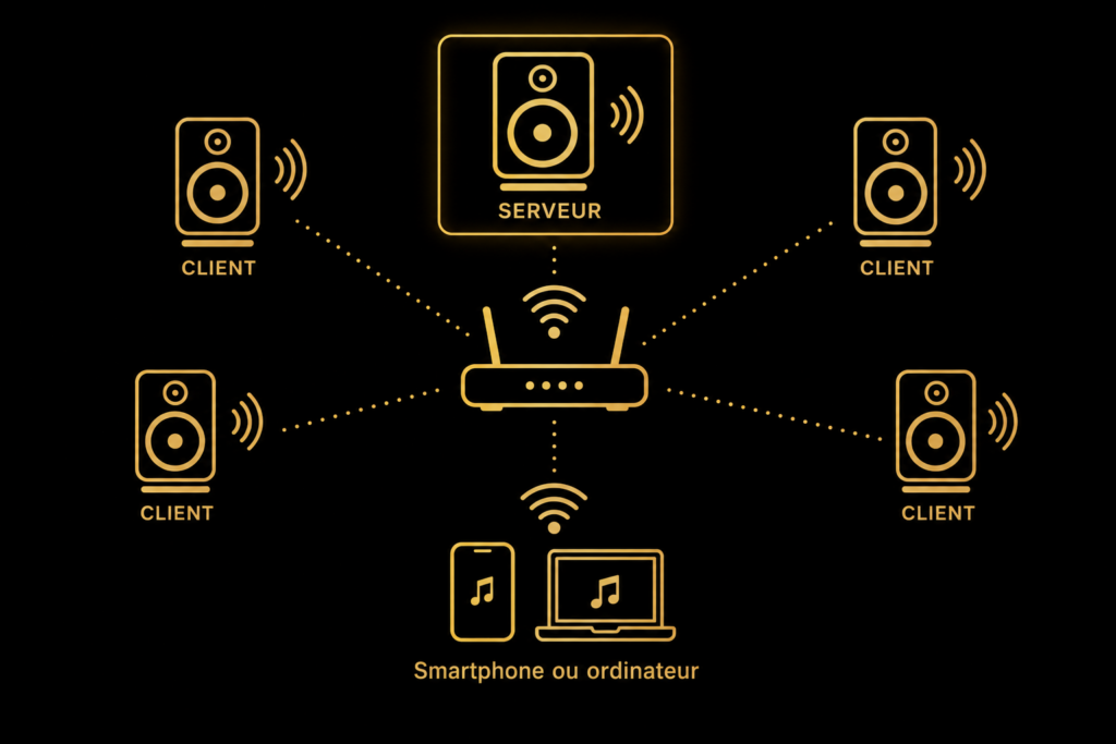 e shéma dérit le regroupemnt dêeneintes pour le surround